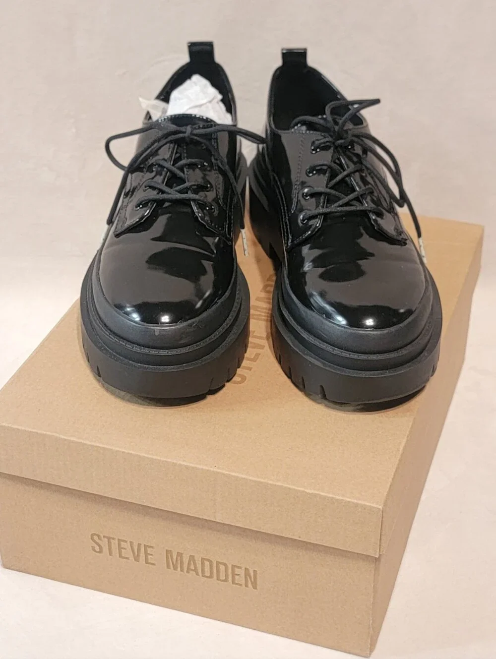 Steve Madden Black Platform Shoes Women's Size 8 Malene Loafers